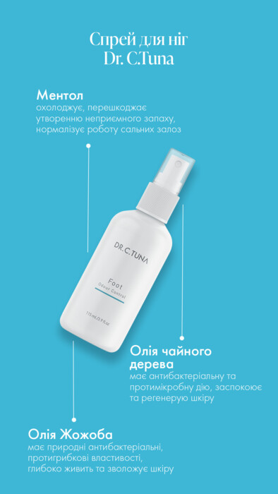Охолоджуючий спрей для ніг Dr.C.Tuna з антибактеріальним ефектом - 133.00 грн